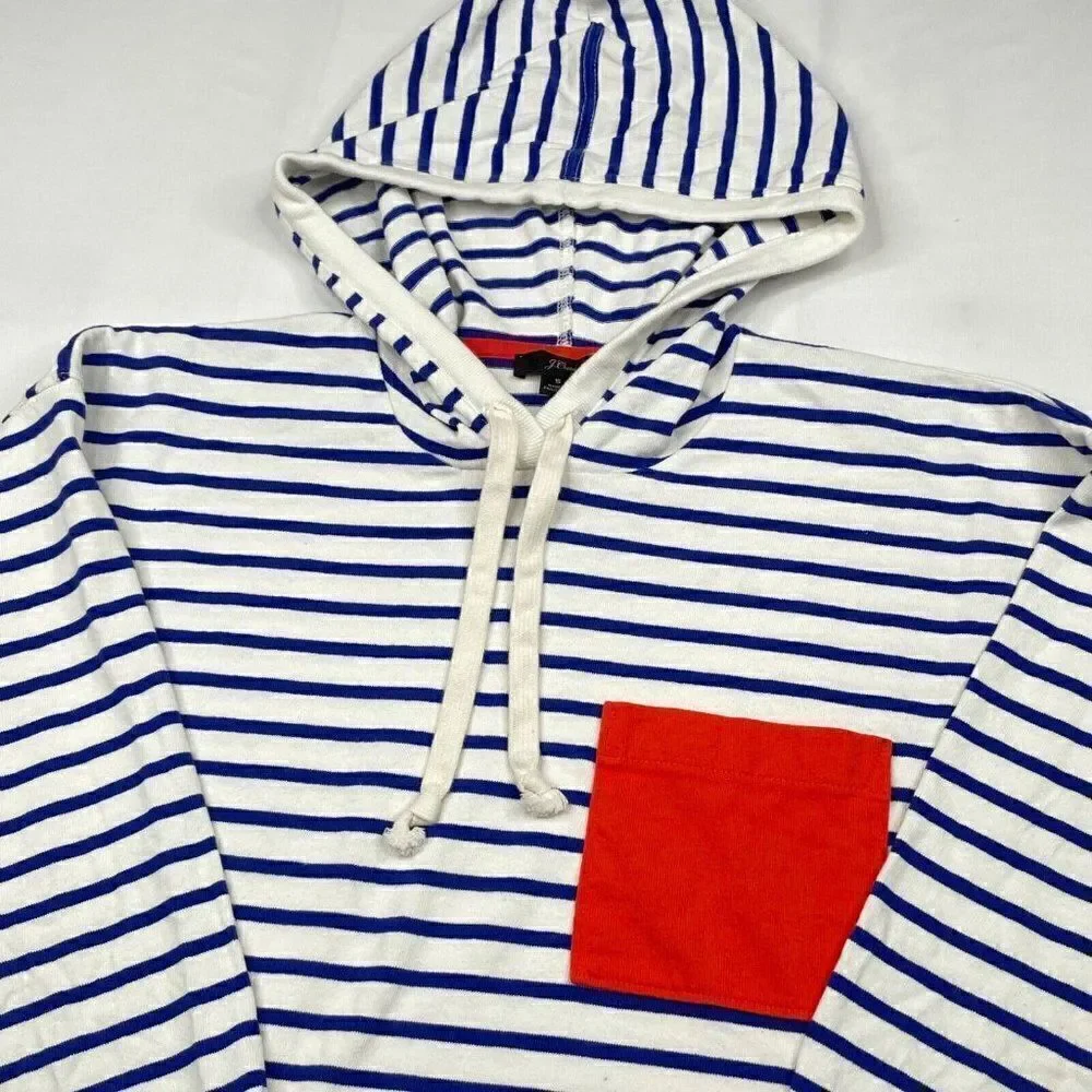 J. Crew Striped Patch Pocket Lightweight Hoodie